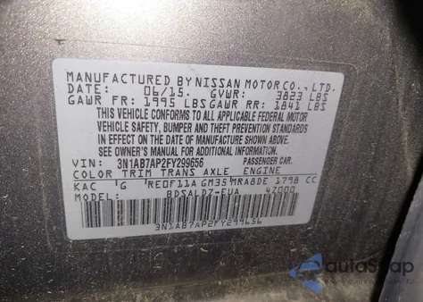 2015 Nissan Sentra Sv from USA, damaged, VIN 3N1AB7AP2FY299656